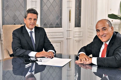 Entre justicialistas: el jefe del PJ tucumano, con Sergio Massa