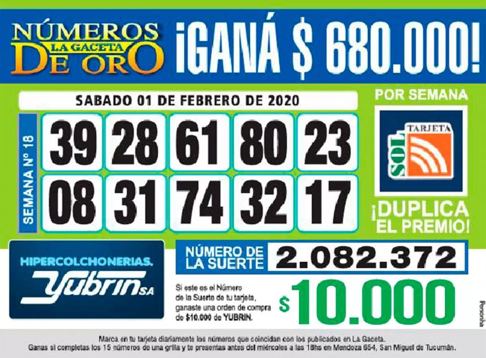 Los Números de Oro de LA GACETA