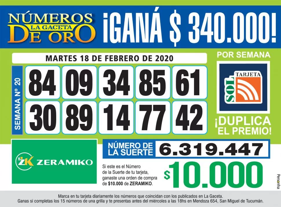 Los Números de Oro de LA GACETA