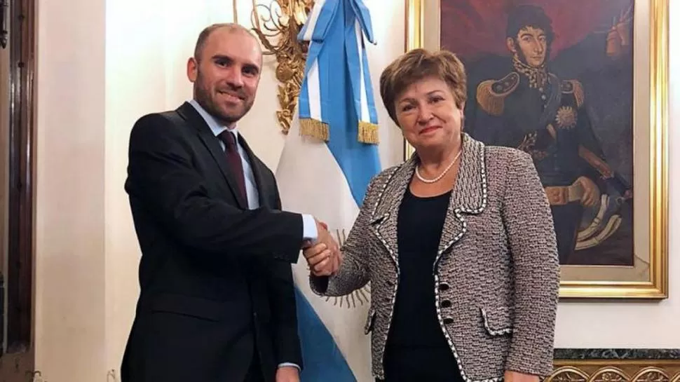 MANO A MANO. El ministro de Economía, Martín Guzmán, y la titular del Fondo, Kristalina Georgieva, se reunieron el pasado 22 de febrero en Riad. 