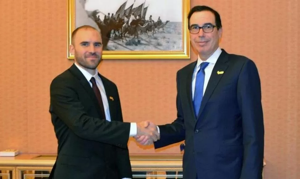 CÓNCLAVE. Guzmán y Mnuchin se reunieron ayer en Riad.