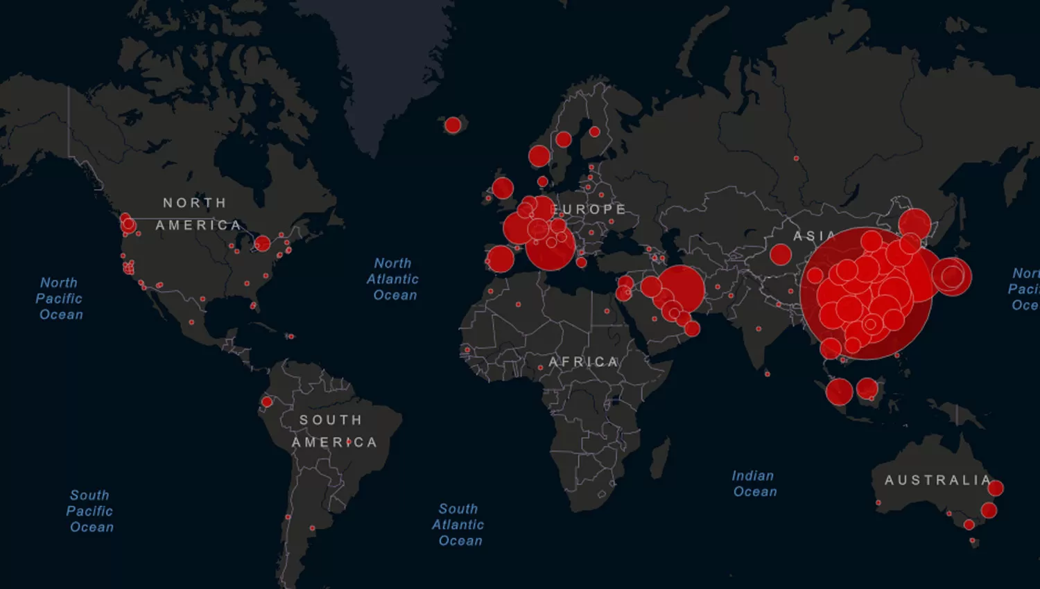 Un mapa en tiempo real contabiliza los infectados por coronavirus en el mundo
