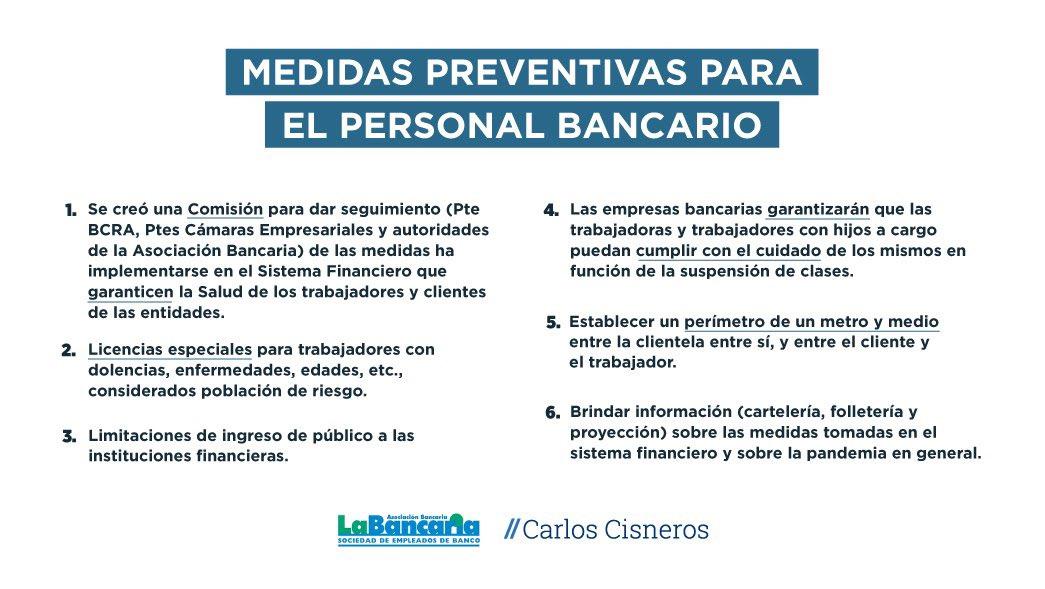 MEDIDAS DE LA BANCARIA. Extremo cuidado para combatir el coronavirus.