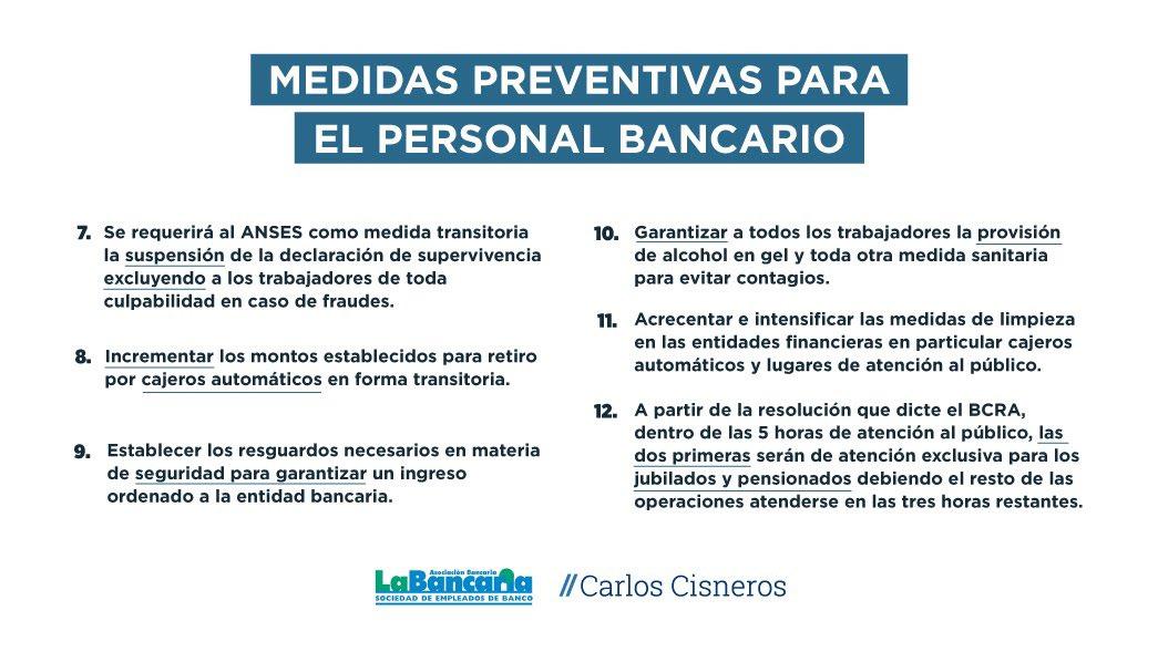 MEDIDAS DE LA BANCARIA. Extremo cuidado para combatir el coronavirus.