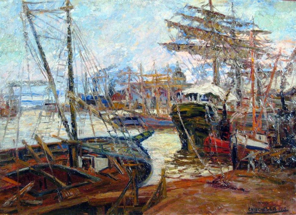 UNA PALETA FUERTE. Los colores dominan la creación del pintor, donde los barcos ocupan el primer lugar.