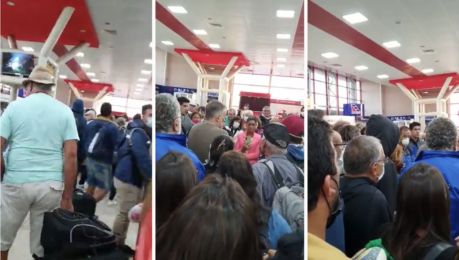 CON EL EMBAJADOR. Figueroa visitó a los argentinos en el aeropuerto de La Habana.