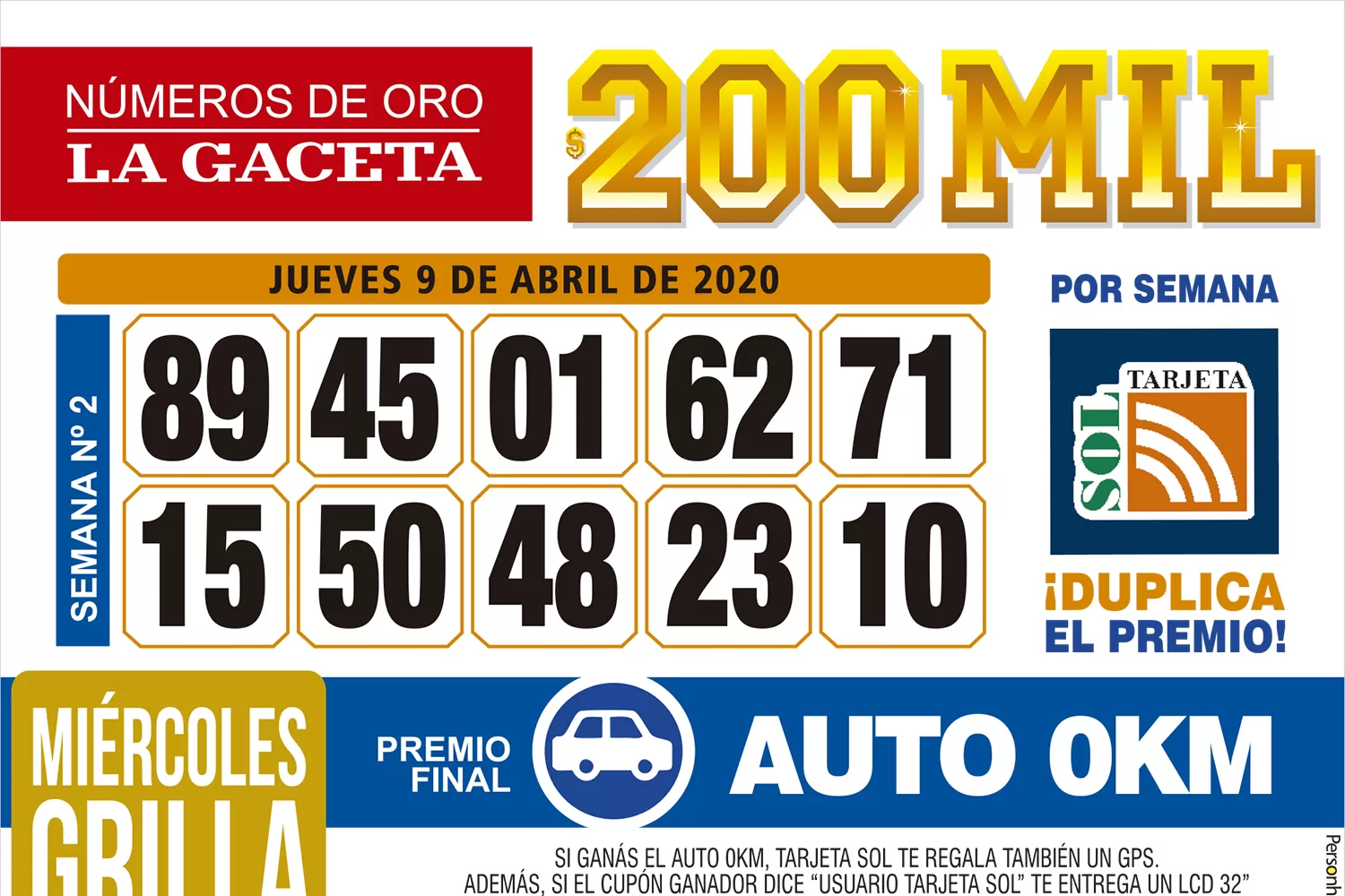 Los Números de Oro de LA GACETA