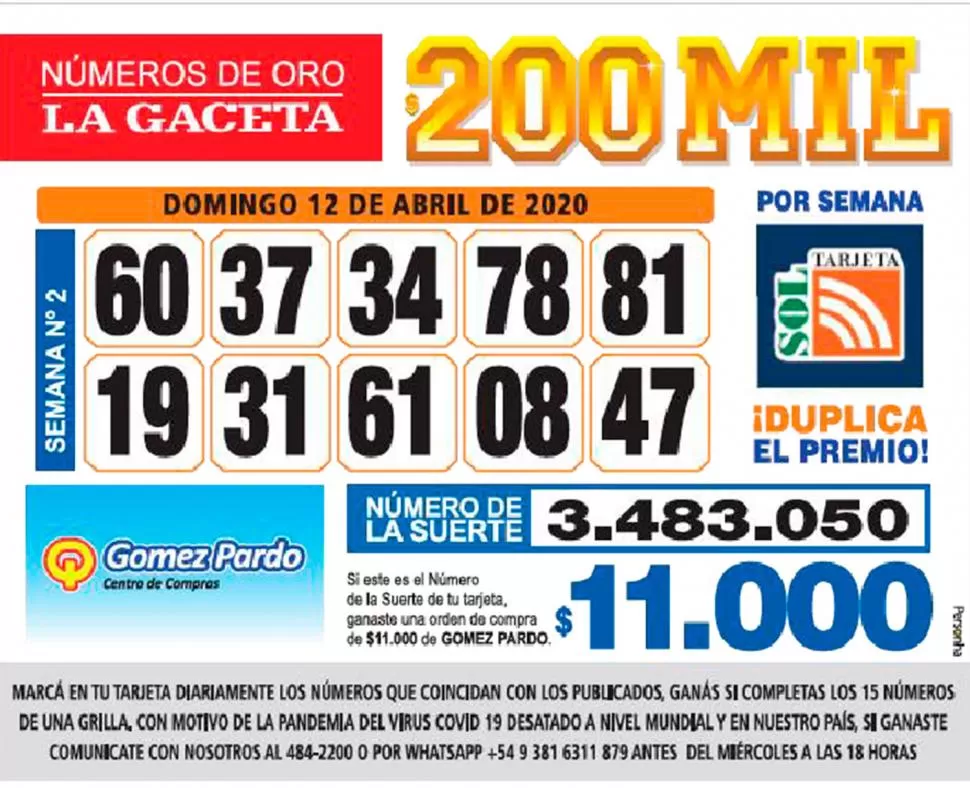 Los Números de Oro de LA GACETA