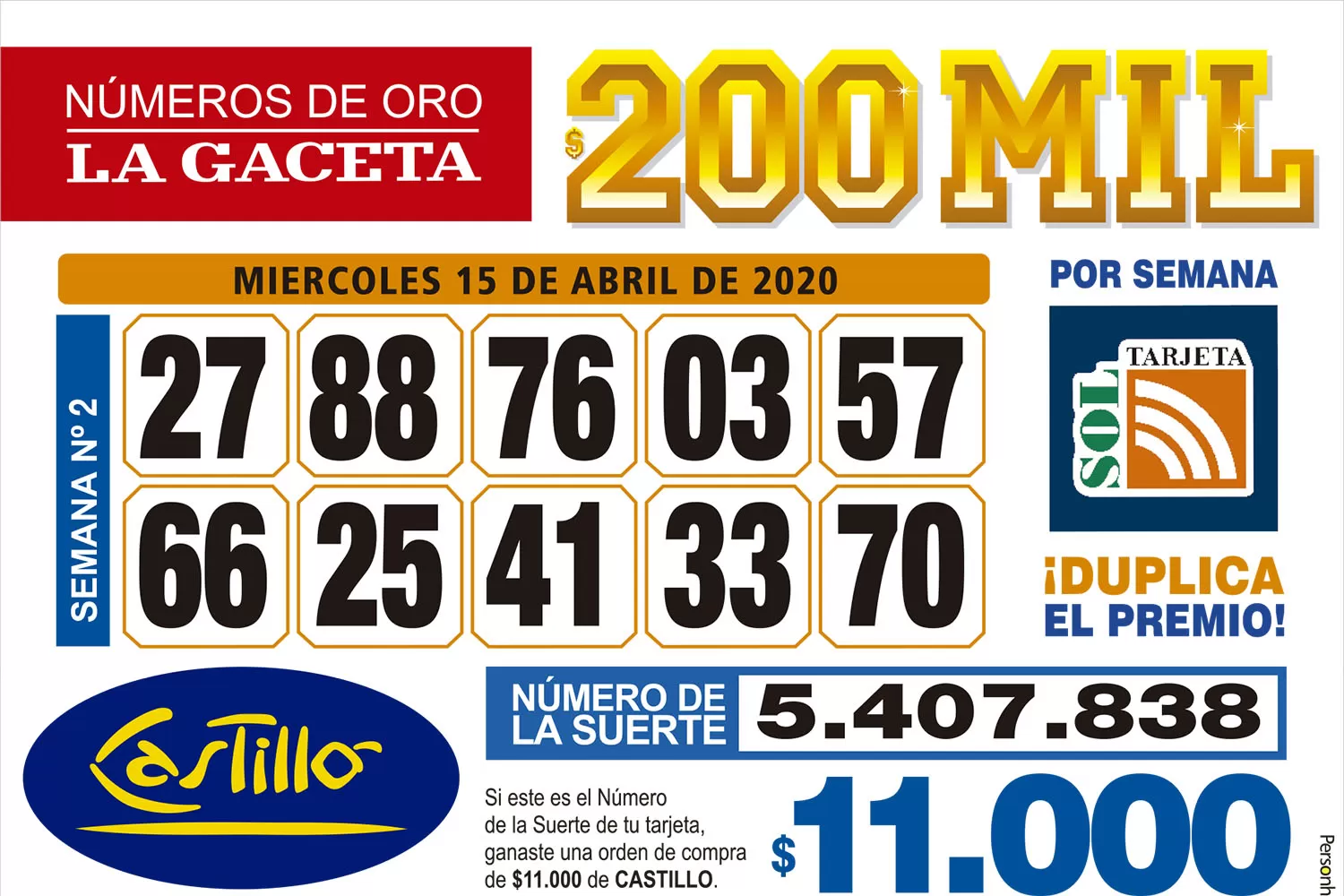 Los Números de Oro de LA GACETA