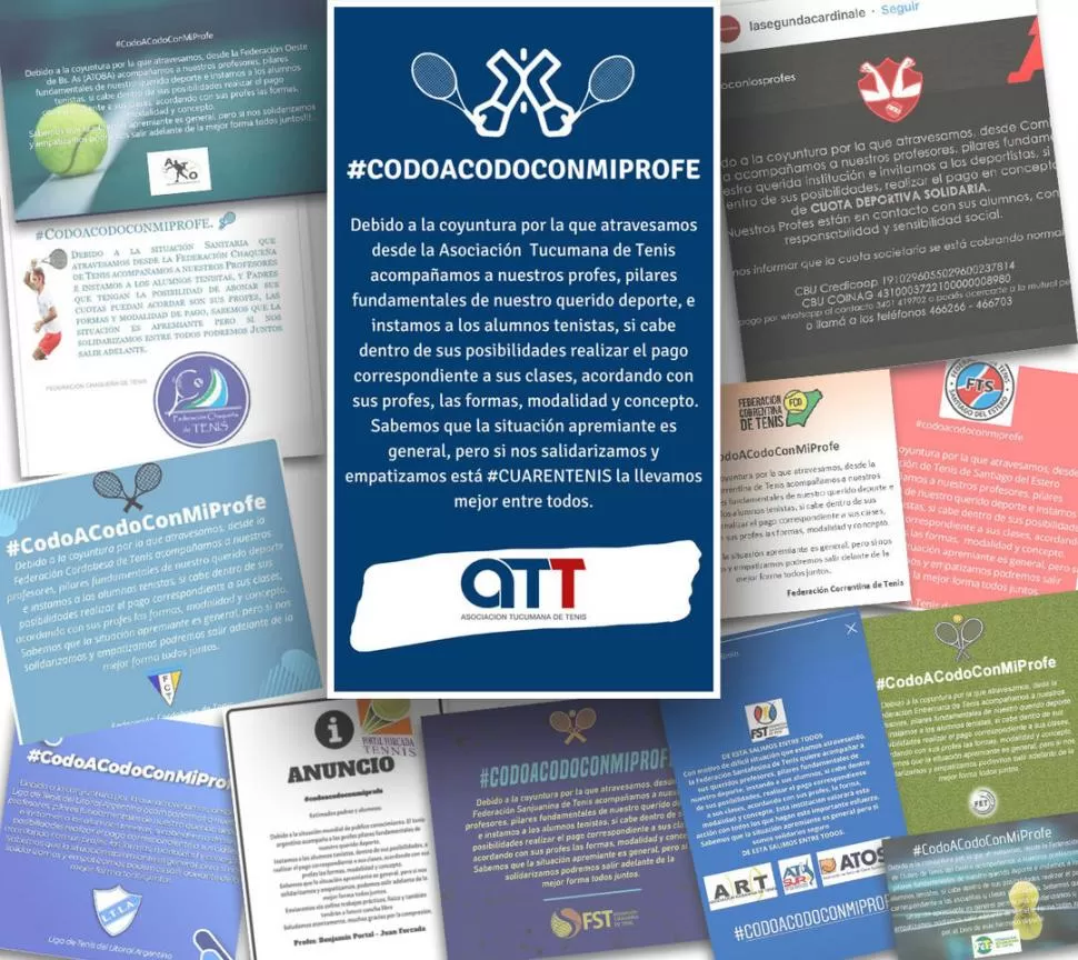 RÉPLICAS. Las asociaciones de diferentes puntos del país imitaron la publicación que hizo la ATT en apoyo a los profesores. 