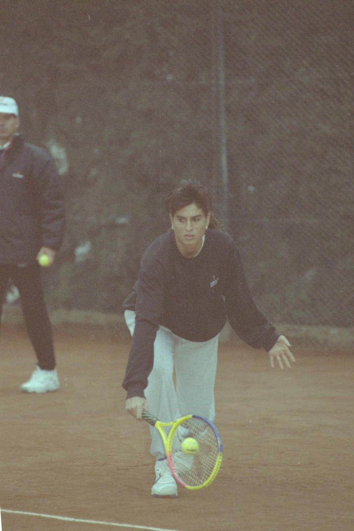 PRÁCTICA. Cuando Sabatini se entrenaba la siguió mucha gente. Gaudio, que daba los primeros pasos, fue el sparring.