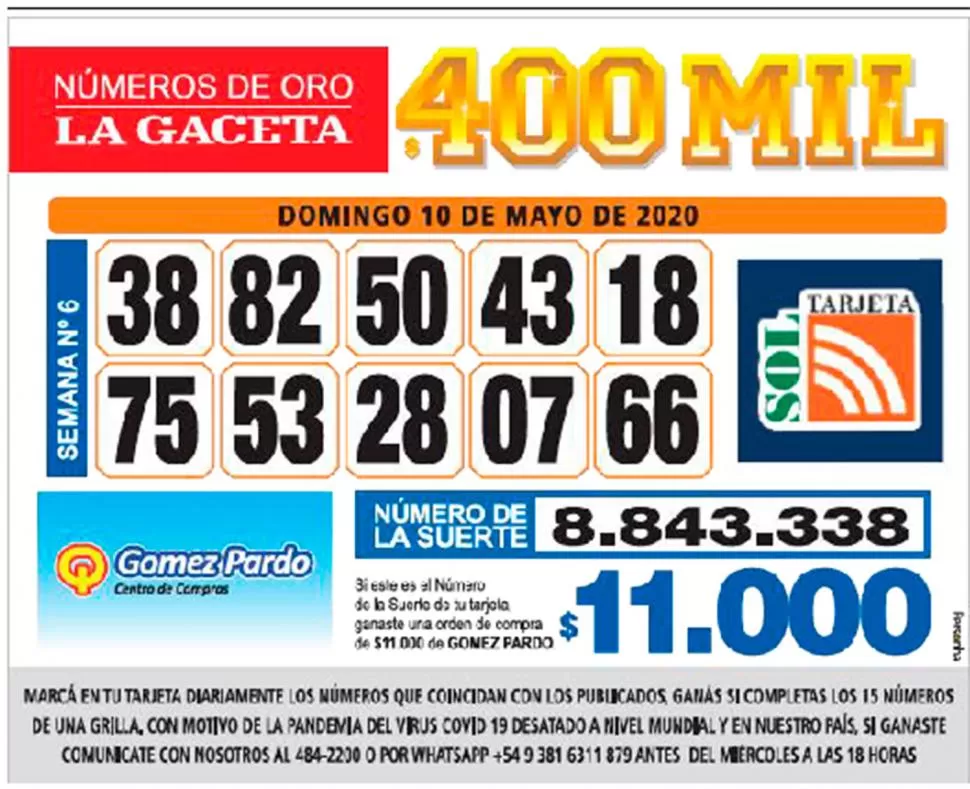 Los Números de Oro de LA GACETA