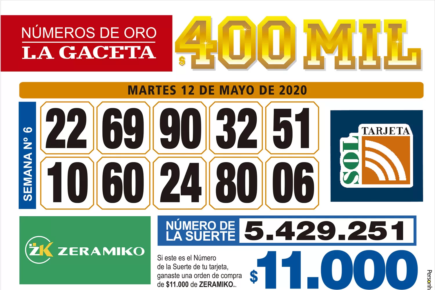 Los Números de Oro de LA GACETA