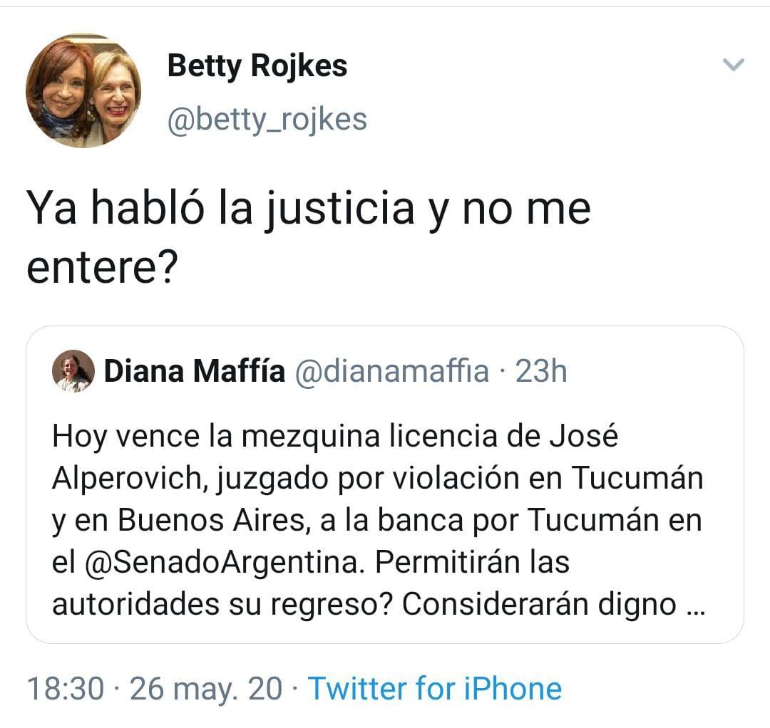 Betty Rojkés sale al cruce de una funcionaria que repudió a Alperovich