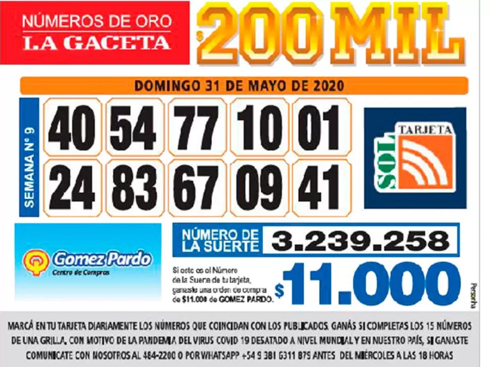 Los Números de Oro de LA GACETA