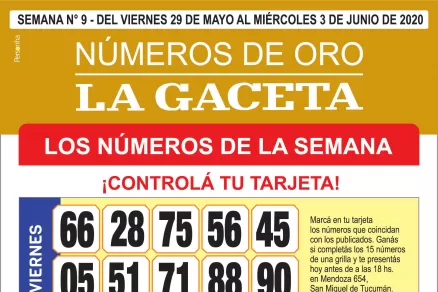 ¡Mucha suerte! Esta es la grilla completa de los Números de Oro