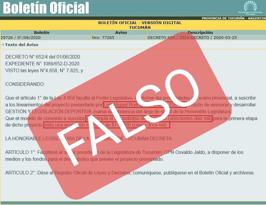 Otra fake-news: en la Legislatura desmienten un aporte para el Pulguita Rodríguez