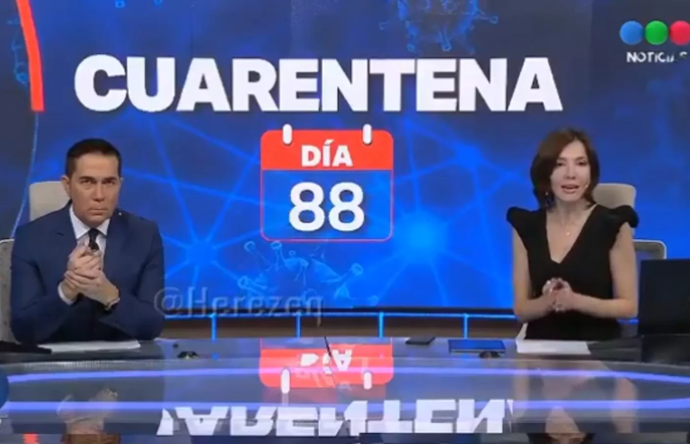 TELEFE NOTICIAS. Barili y Pérez conducen el informativo.