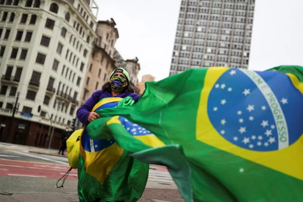 APOYOS. Una marcha a favor de Bolsonaro se realizó en San Pablo. Reuters