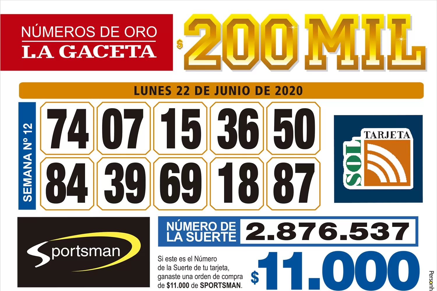 Los Números de Oro de LA GACETA