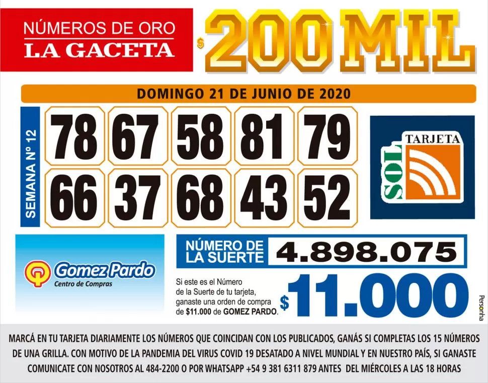 Los Números de Oro de LA GACETA