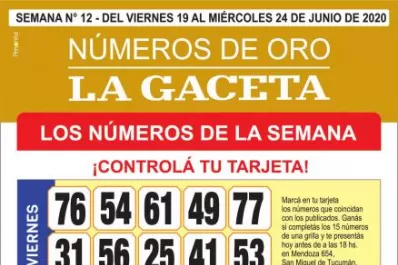 ¡Mucha suerte! Esta es la grilla completa de los Números de Oro