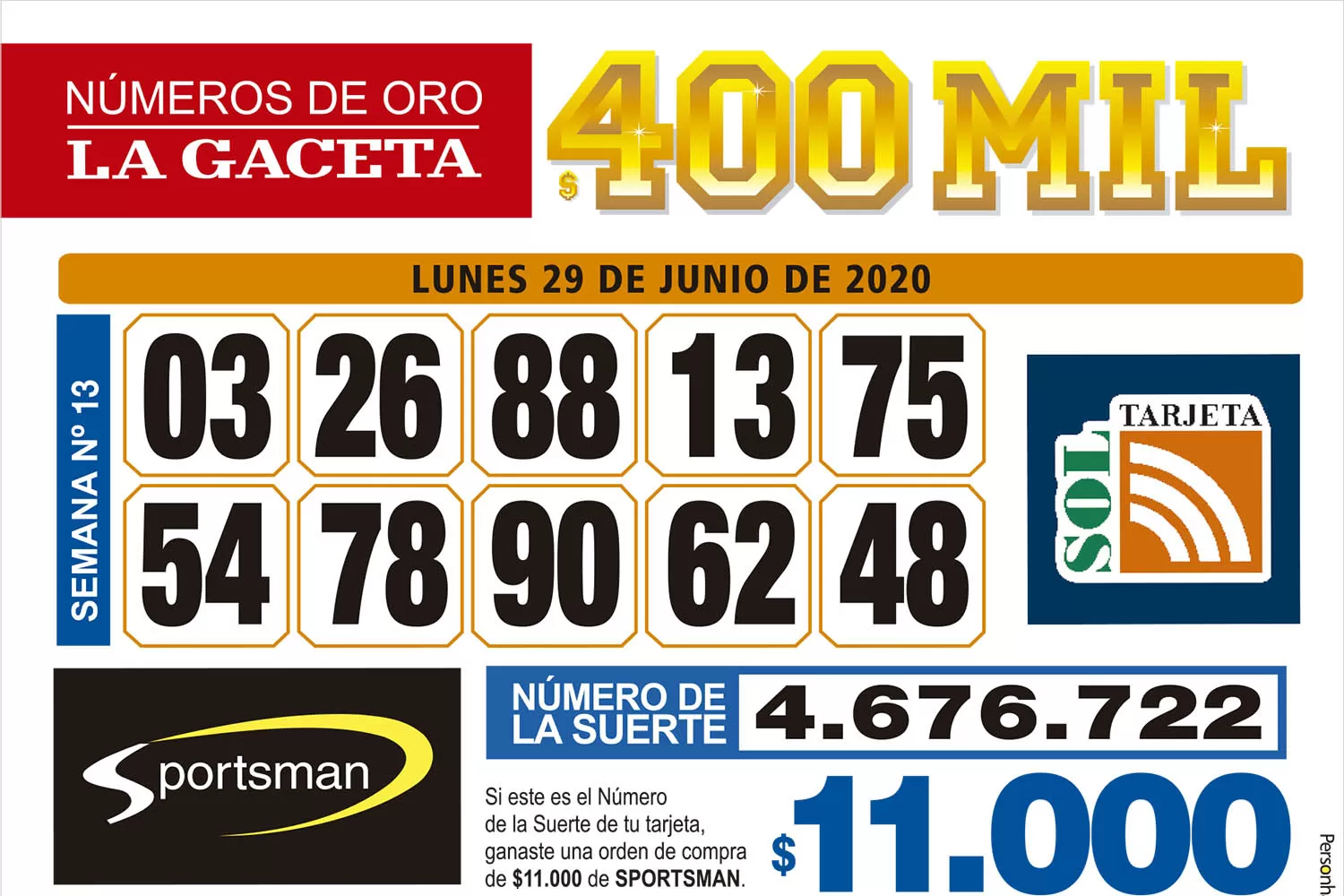 Los Números de Oro de LA GACETA