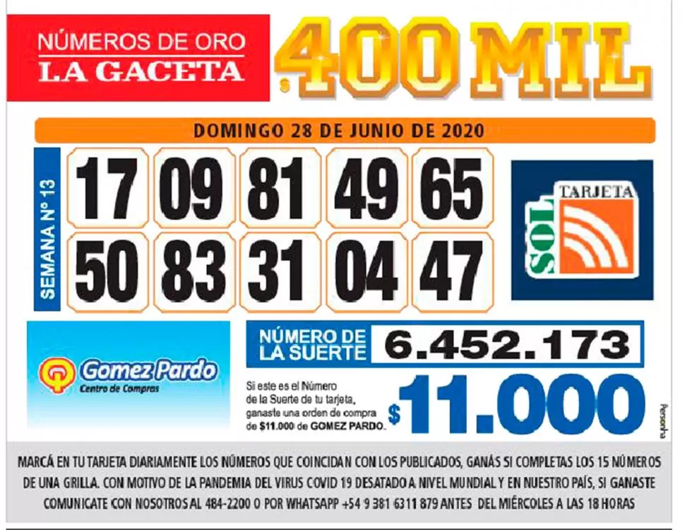 Los Números de Oro de LA GACETA