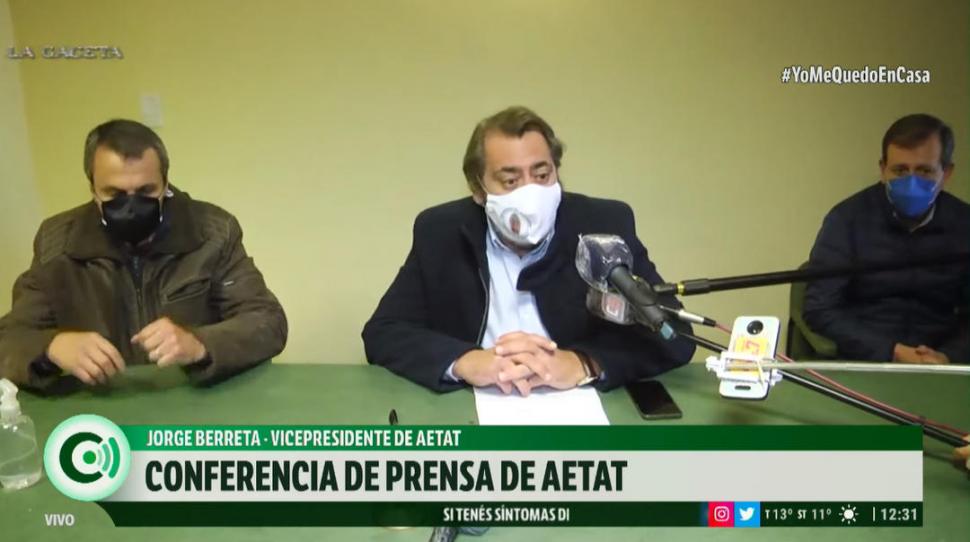 PEDIDO. Berretta, vicepresidente de Aetat, pidió a los trabajadores que levanten el paro mientras acuerdan cómo pagar el aguinaldo. 