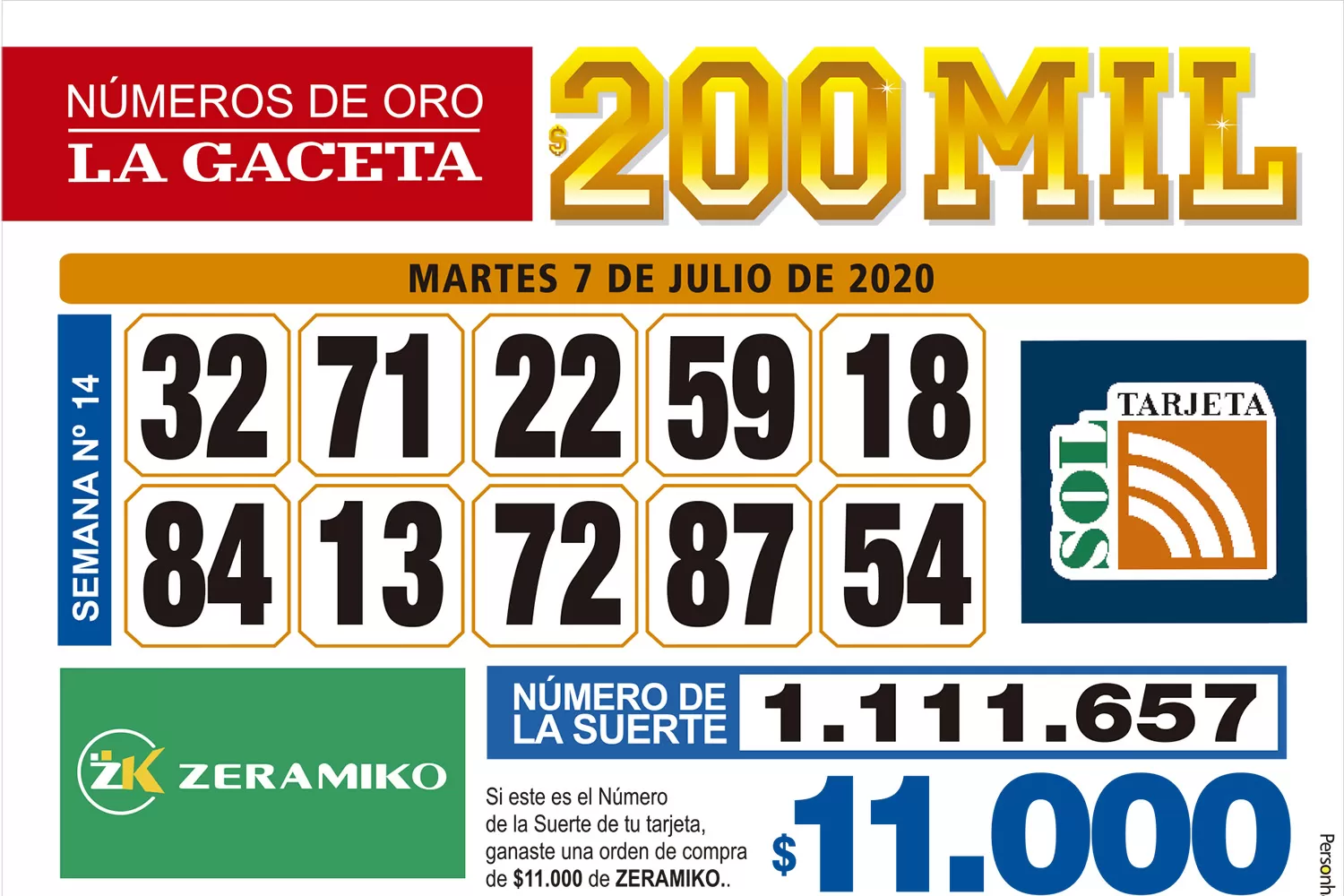 Los Números de Oro de LA GACETA