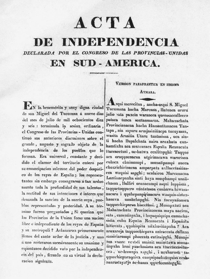  DECLARACIÓN. Fue traducida y difundida en dos lenguas autóctonas.