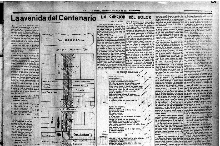 CROQUIS.La página 23 incluyó “el mapa” del proyecto de Virgilio Belzoni. 