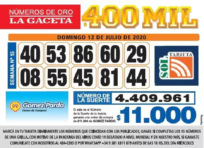 Los Números de Oro de LA GACETA