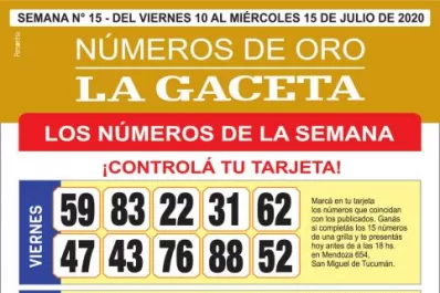 ¡Mucha suerte! Esta es la grilla completa de los Números de Oro