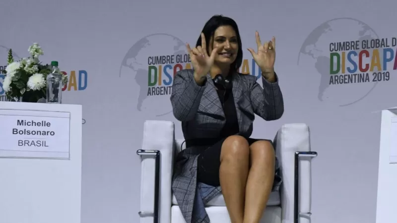 PRIMERA DAMA. Michelle Bolsonaro, esposa del presidente de Brasil. Foto: Télam