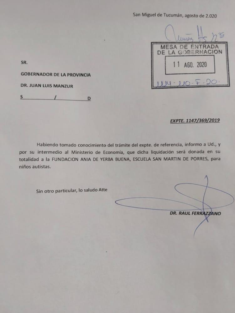 POR NOTA. El texto presentado ante el PE por Ferrazzano. Foto Twitter @rferrazzano