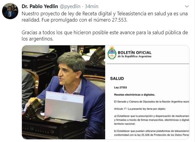 Promulgaron la Ley de Receta Digital y Teleasistencia en Salud