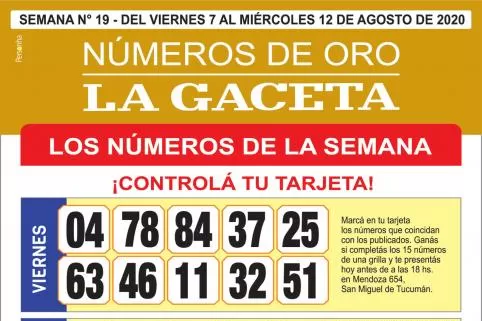 Esta es la grilla completa de los Números de Oro: el pozo acumula $ 1.200.000