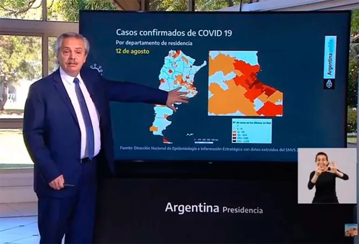 Uno por uno, los ocho gráficos que mostró Alberto Fernández sobre el coronavirus en el país