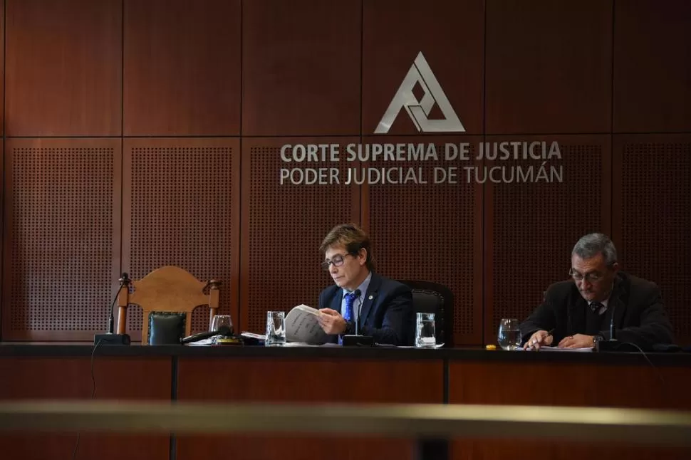 EN LA AUDIENCIA DEL CASO DE BUSSI. El juez Enrique Pedicone encabeza el acto oral y público del 28 de julio. la gaceta / foto de Analía Jaramillo