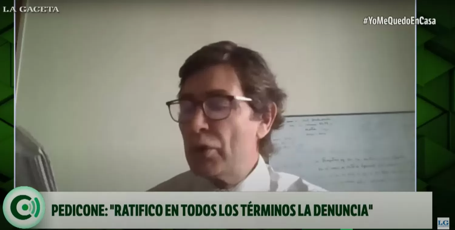 EN AUDIENCIA. El magistrado Pedicone declara ante la fiscala Rivadeneira vía Zoom. Captura de Video