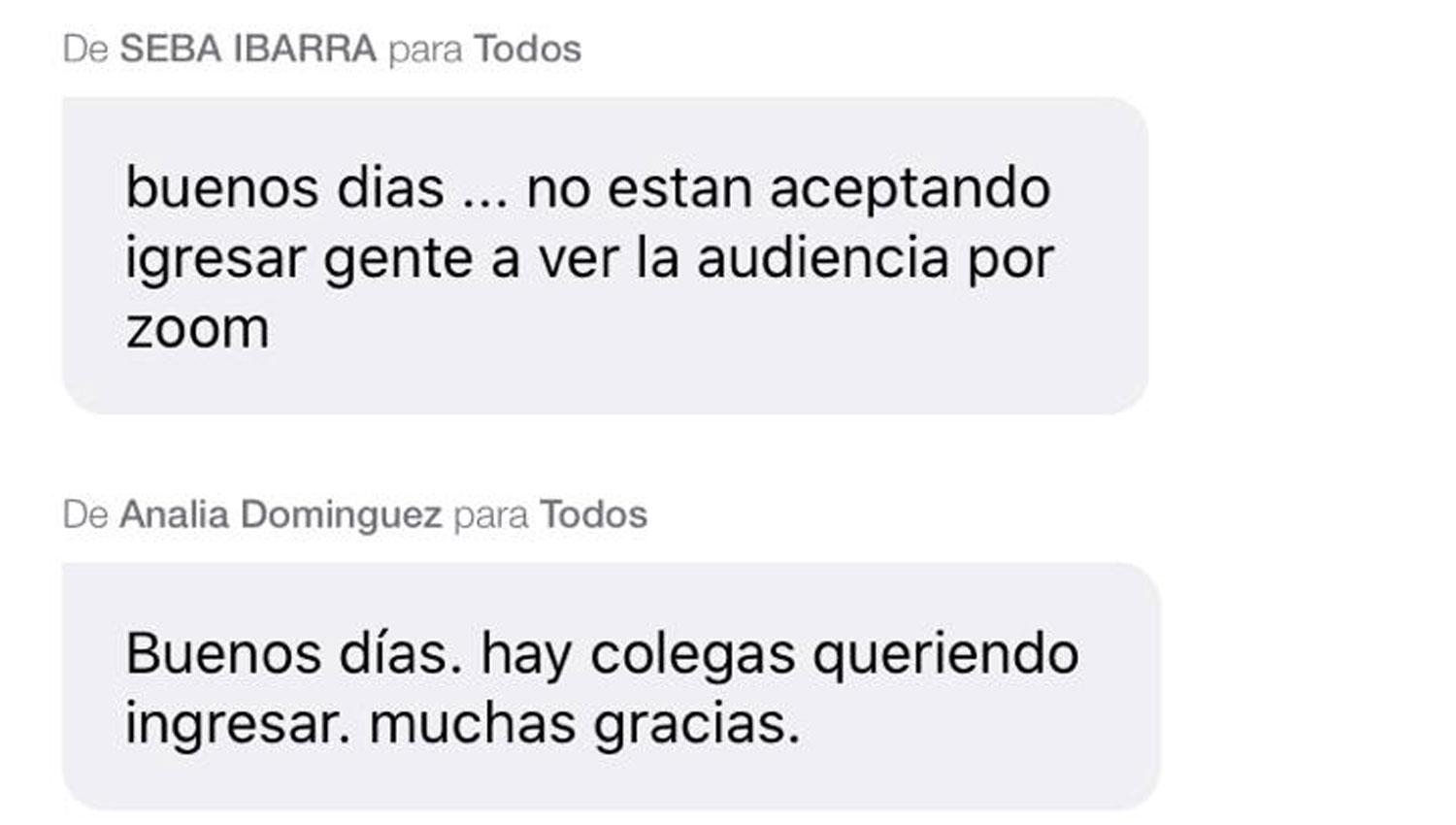 Chat durante la audiencia