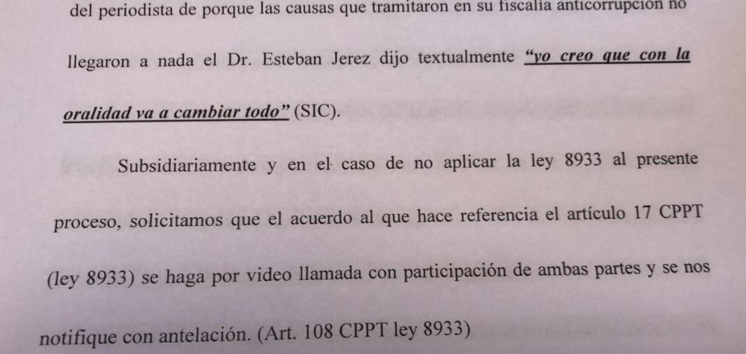 Pedicone le solicitó a la fiscal que se haga público lo que declare hoy Leiva