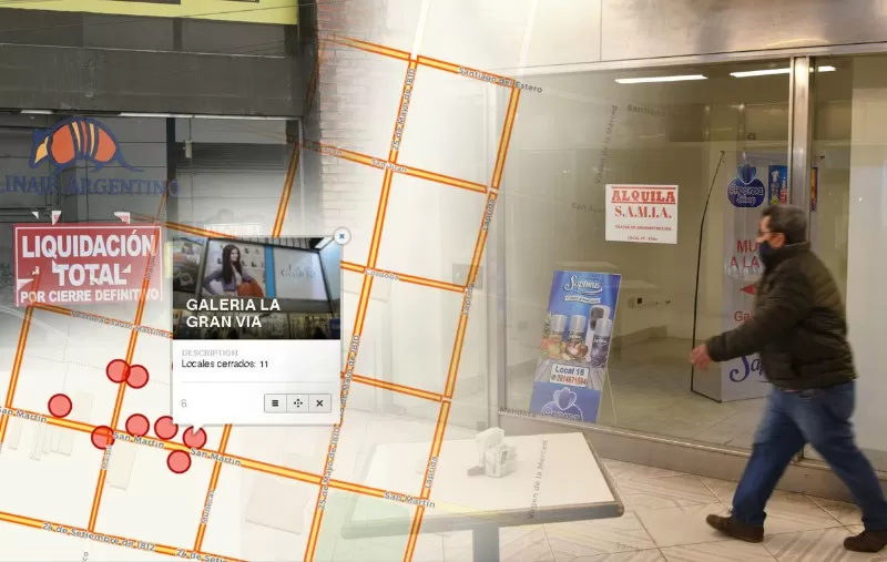 Mapa interactivo: recorré el microcentro y mirá cuáles son los 203 locales cerrados