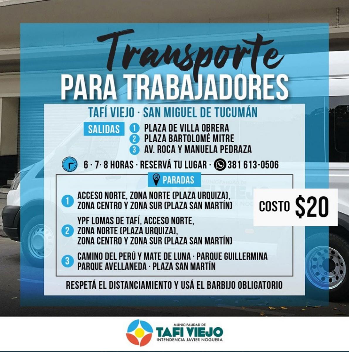 Recorrido del servicio alternativo de transporte de Tafí Viejo