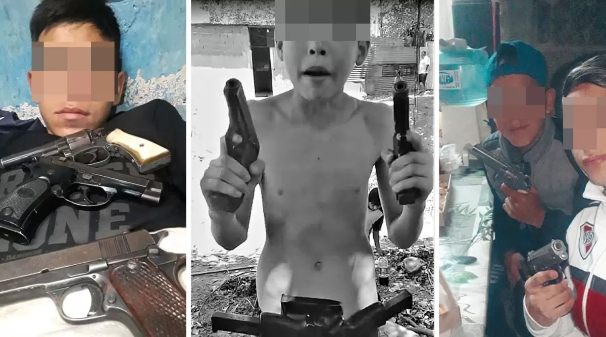 Pequeño, el hijo de Pera, posando con armas y amenazando por las redes sociales.