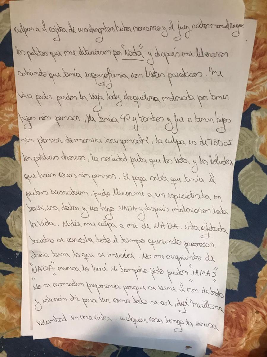 Se viene el fin: las cartas completas que dejó el femicida de Paola Tacacho