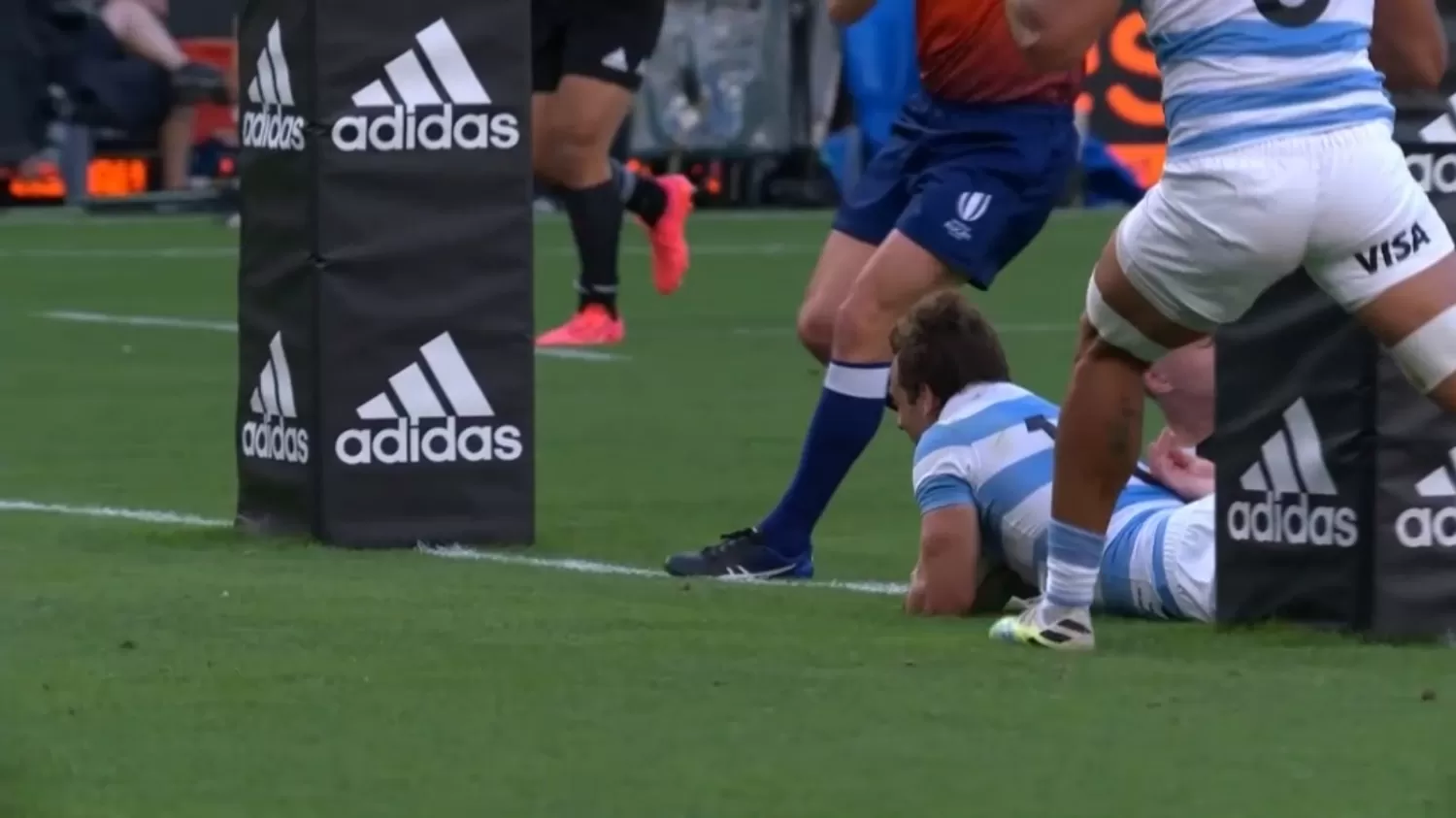 TRY. Uno de los 25 puntos de Nico Sánchez contra los All Blacks. Captura de Pantalla ESPN