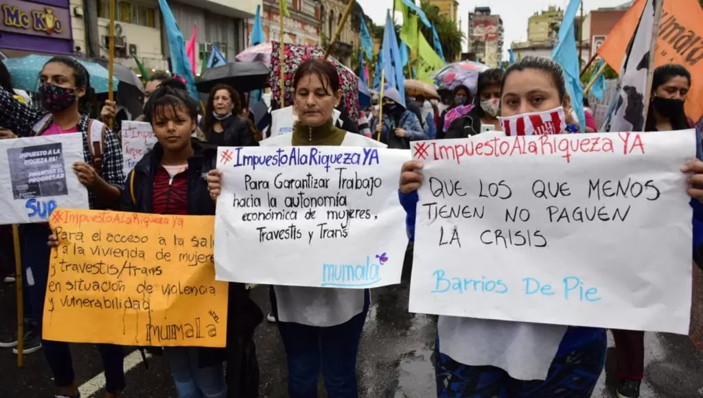 MARCHA. Barrios de Pie reclamó la inmediata sanción del impuesto a las grandes fortunas.