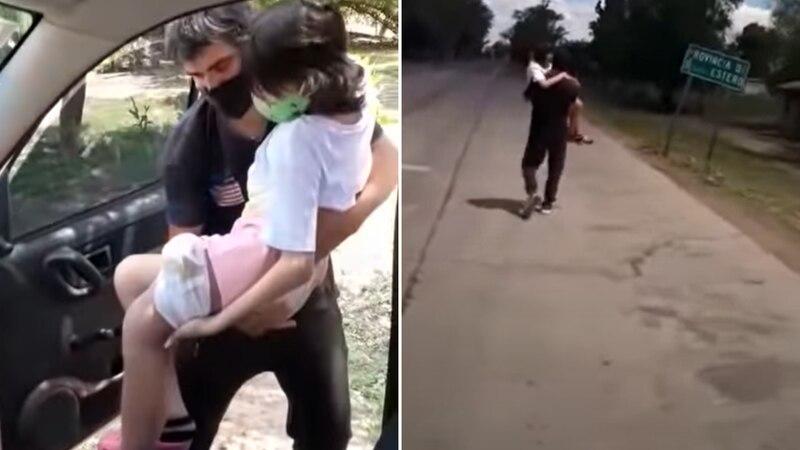 Un dibujo del padre que caminó cinco kilómetros con su hija enferma en brazos se hizo viral